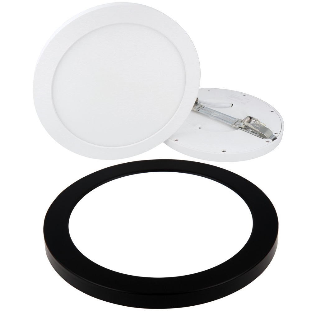 18W Panel LED Aura Easy Fix Ściemnialny reflektor wpuszczany IP20 natynkowy reflektor wpuszczany neutralny biały 4000K lampa sufitowa okrągła z ramką czarny