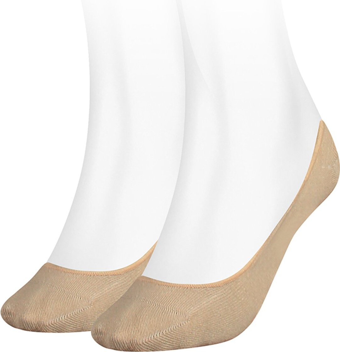 Skarpety damskie TOMMY HILFIGER, 2-pak - skarpety, TH, bawełna, 35-42, gładkie beżowe 39-42