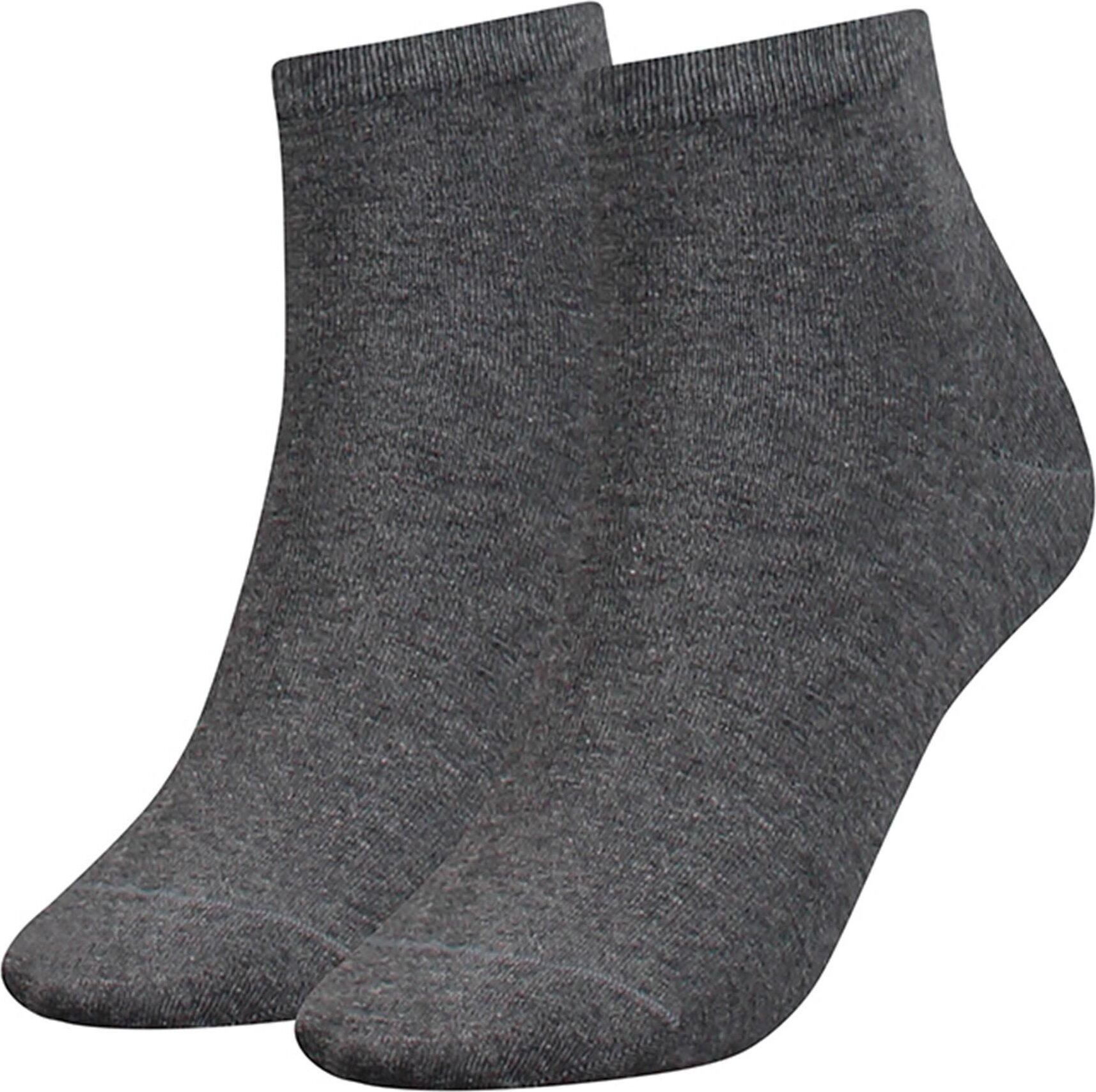 Damskie skarpetki ćwiartkowe TOMMY HILFIGER, 2-pak - TH, bawełna, 35-42, gładkie szare 35-38