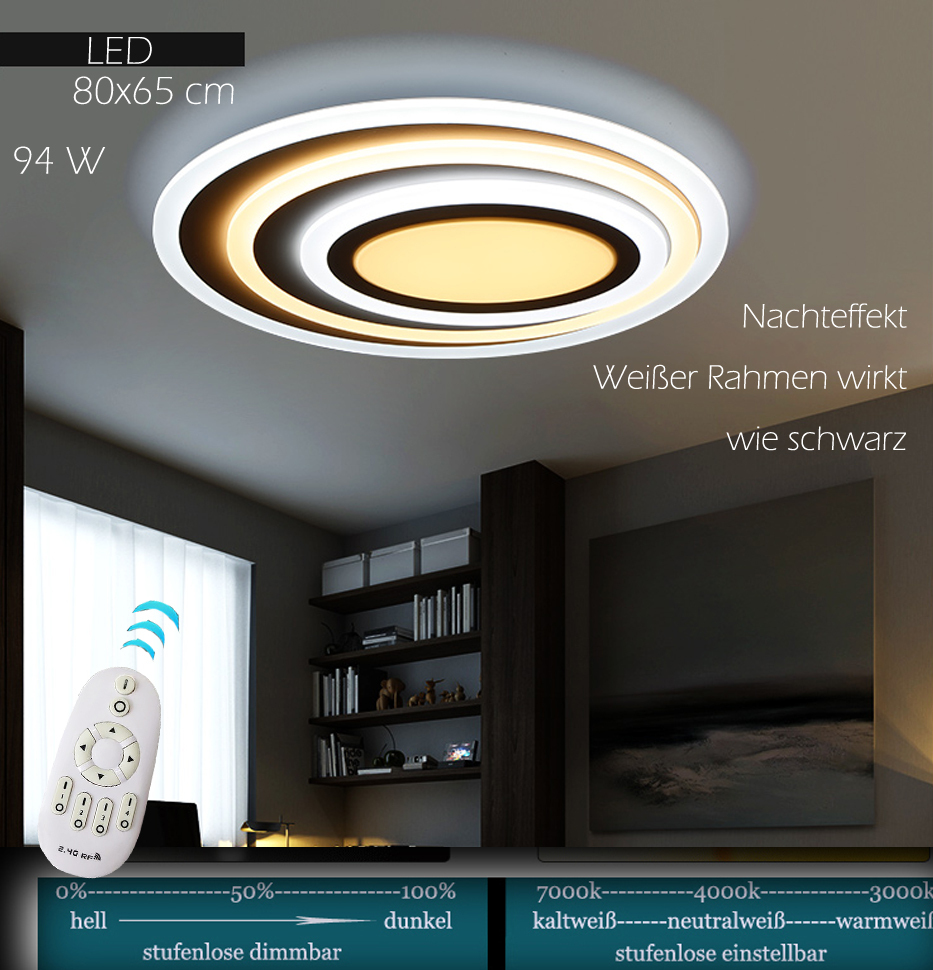 Lampa sufitowa LED XW092 94W 80x65 cm z pilotem Regulacja barwy/jasności światła Akrylowy klosz