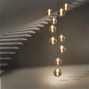 ZMH lampa wisząca stół jadalny 10 płomieni bursztynowa lampa wisząca regulowana wysokość żyrandol lampa wisząca szkło do salonu sypialnia kuchnia korytarz