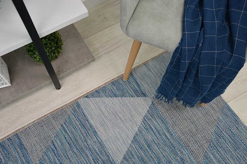 Dywan SZNURKOWY SIZAL LOFT 21132 TRÓJKĄTY kość słoniowa/srebrny/ niebieski 80x150 cm