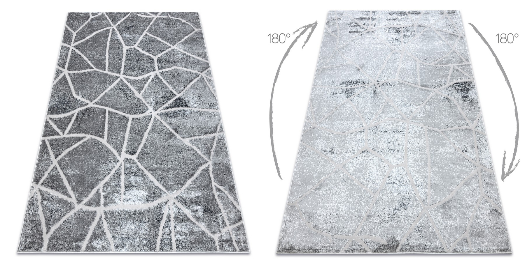 Dywan MEFE nowoczesny 2783 Marmur - Strukturalny, dwa poziomy runa ciemno szary 160x220 cm