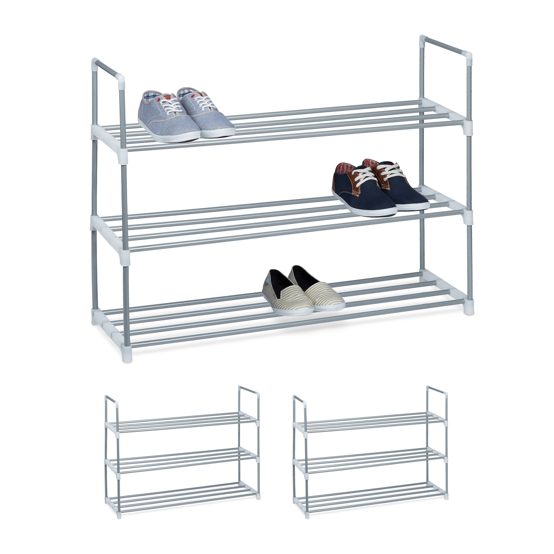 relaxdays 3 x stojak na buty metalowy 3 półki