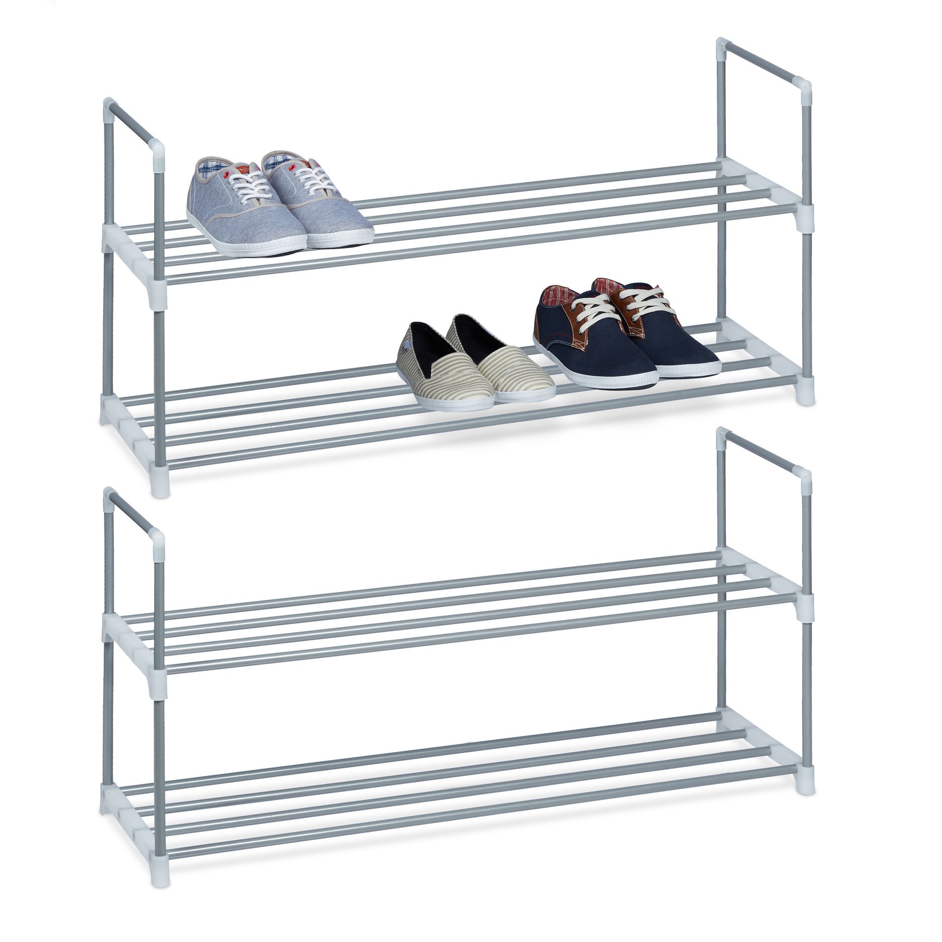 relaxdays 2 x stojak na buty metalowy 2 półki