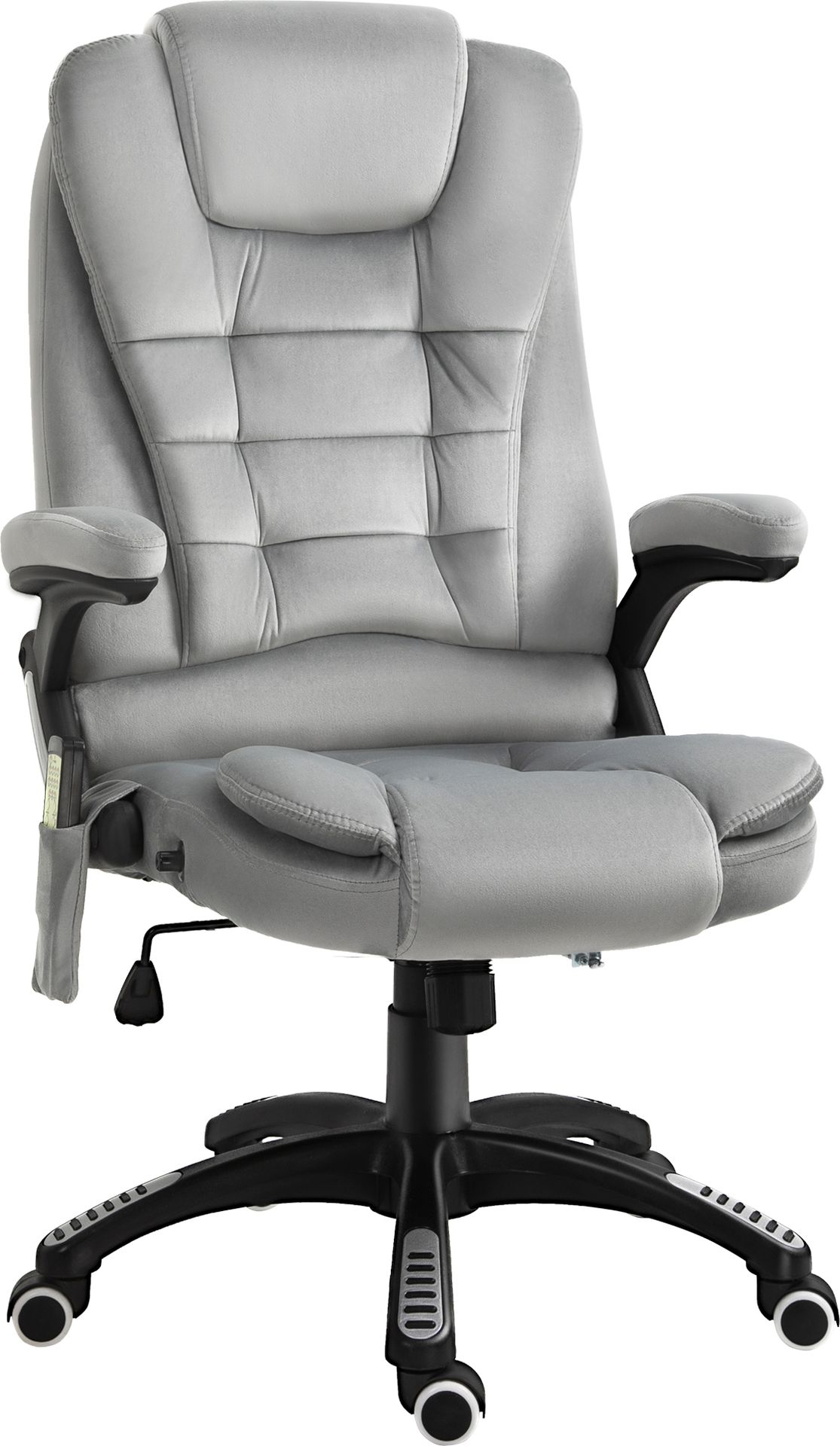 Fotel masujący Vinsetto, fotel biurowy z funkcją masażu, fotel gamingowy, fotel gabinetowy z regulacją wysokości, ergonomiczny fotel obrotowy, PU, szary, 67 x 67 x 116-126 cm