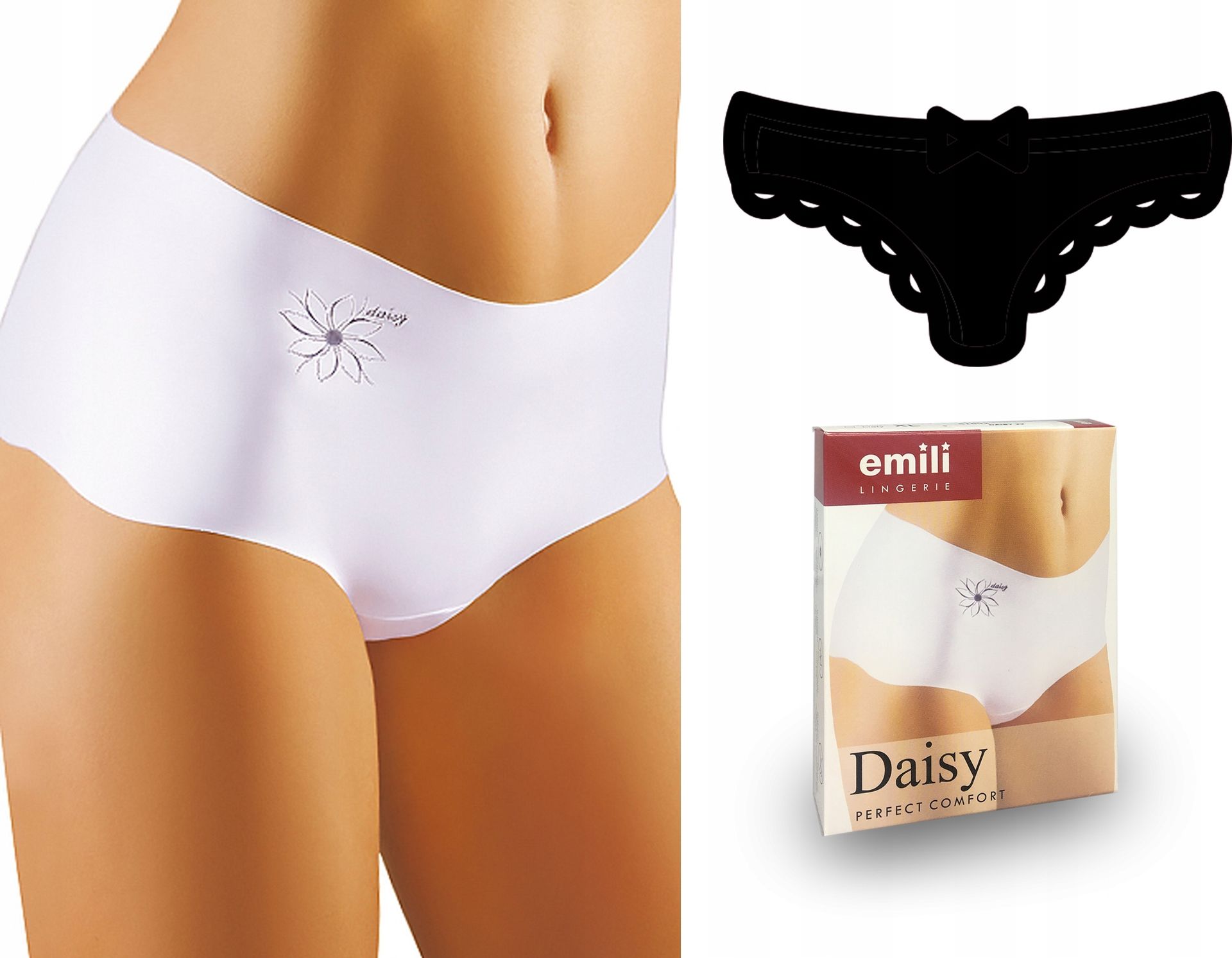 Emili DAISY majtki damskie z mikrofibry, Kolor: Czarny, Rozmiar: S