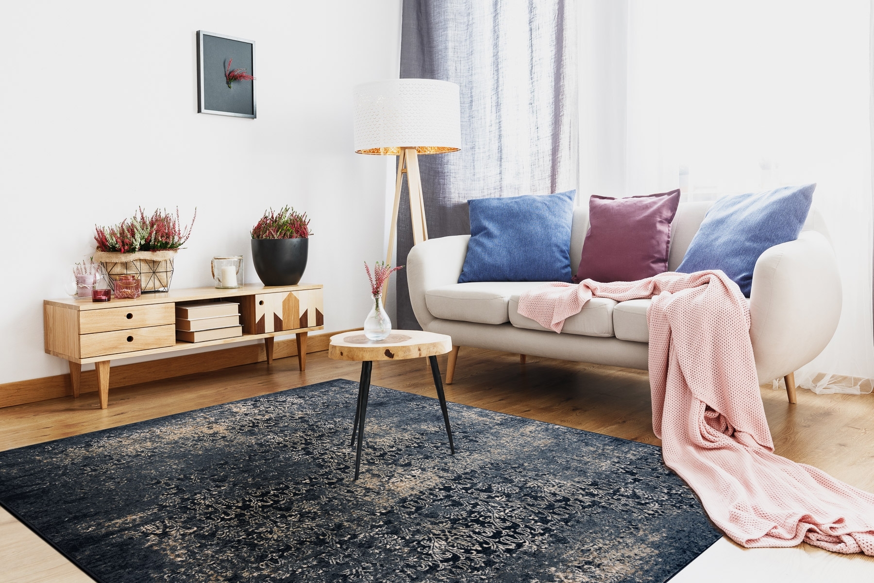 Dywan NAIN Przecierany vintage 7010/50911 granat / beż niebieski 80x150 cm