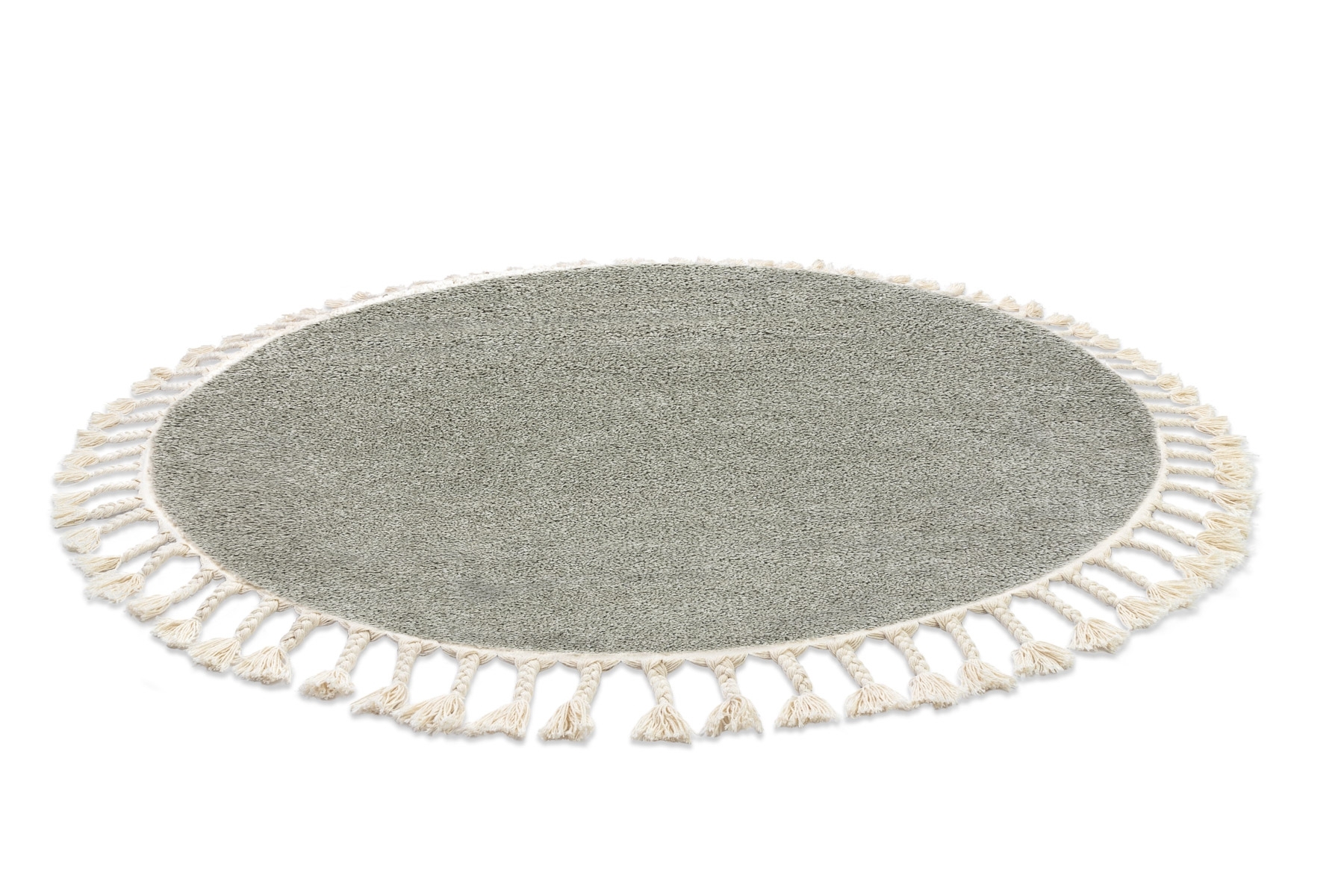 Dywan BERBER 9000 koło Frędzle berberyjski marokański shaggy zielony koło 160 cm