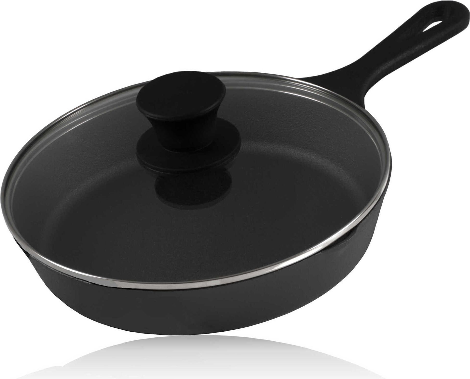 Żeliwna patelnia grillowa BBQ-Toro Ø 19 cm ze szklaną pokrywą patelnia do smażenia