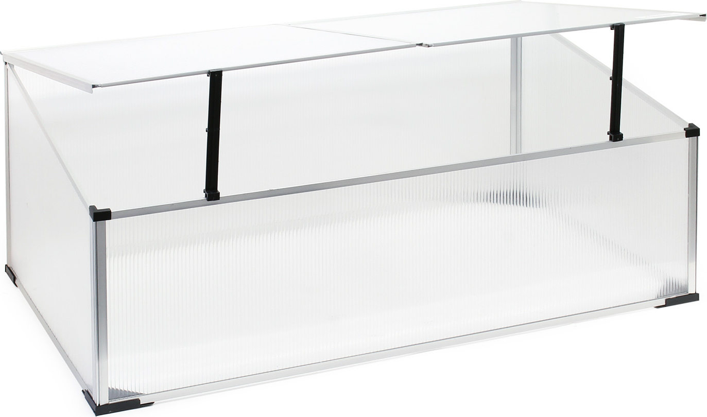 Szklarnia szkieletowa Wiltec wykonana z aluminium, 100 x 60 x 40 cm, grządka warzywna z zamykanym dachem i 2 skrzydłami, odporna na warunki atmosferyczne, ochrona UV