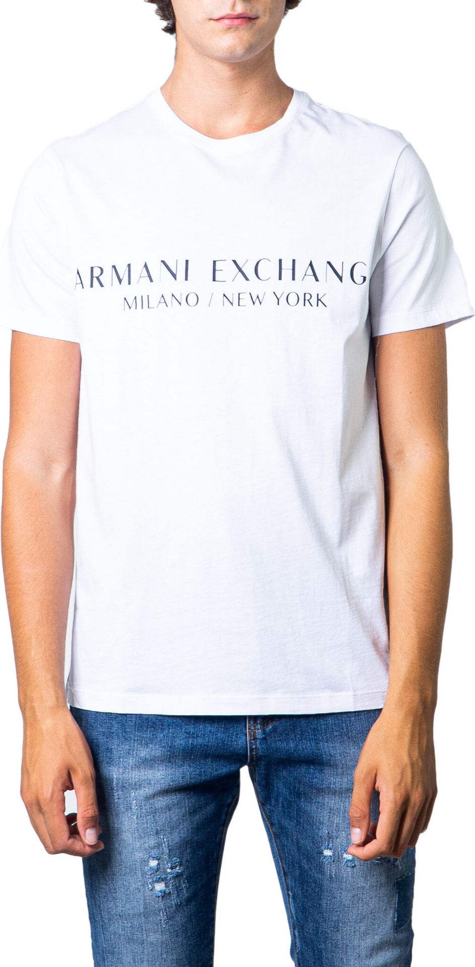 ARMANI EXCHANGE T-shirt męski bawełna biały GR42383 - Rozmiar: S