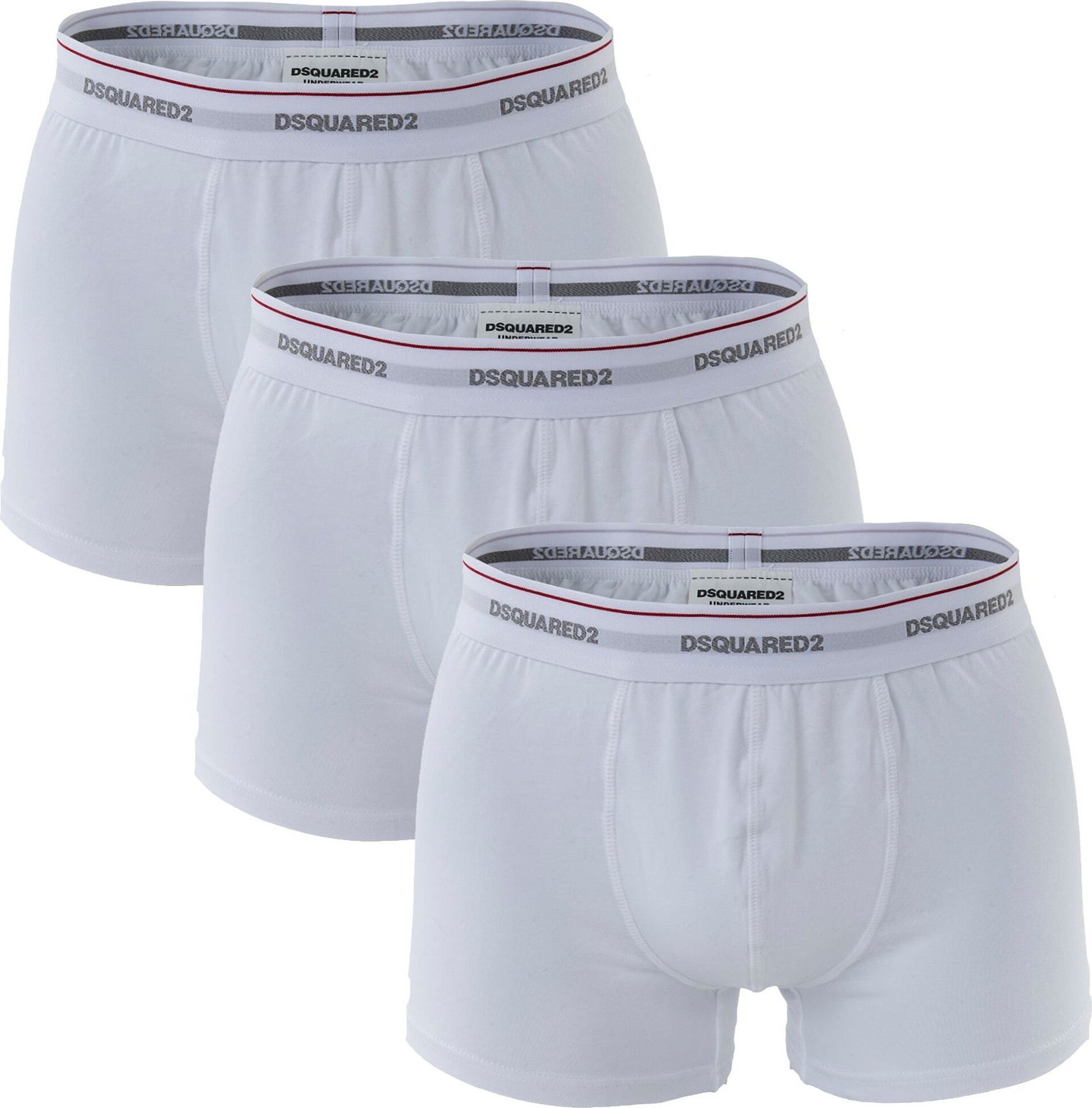 DSQUARED2 Herren Bokserki - Majtki, Bawełna Stretch Trunk, 3-Pack Weiß M