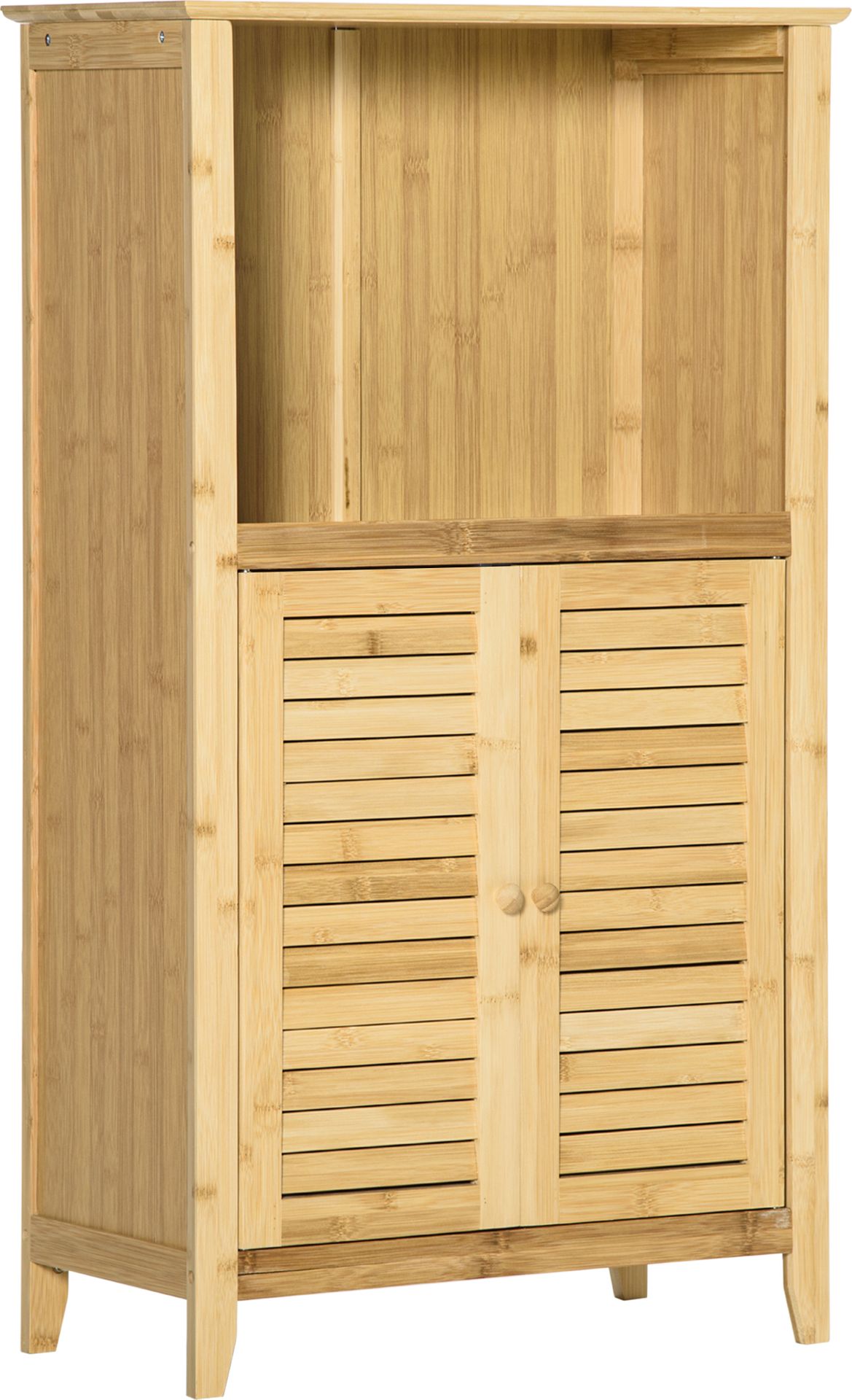 HOMCOM Szafka łazienkowa z otwartą półką, półka łazienkowa, półka łazienkowa stojąca, bambus, naturalny, 50 x 25,5 x 92 cm