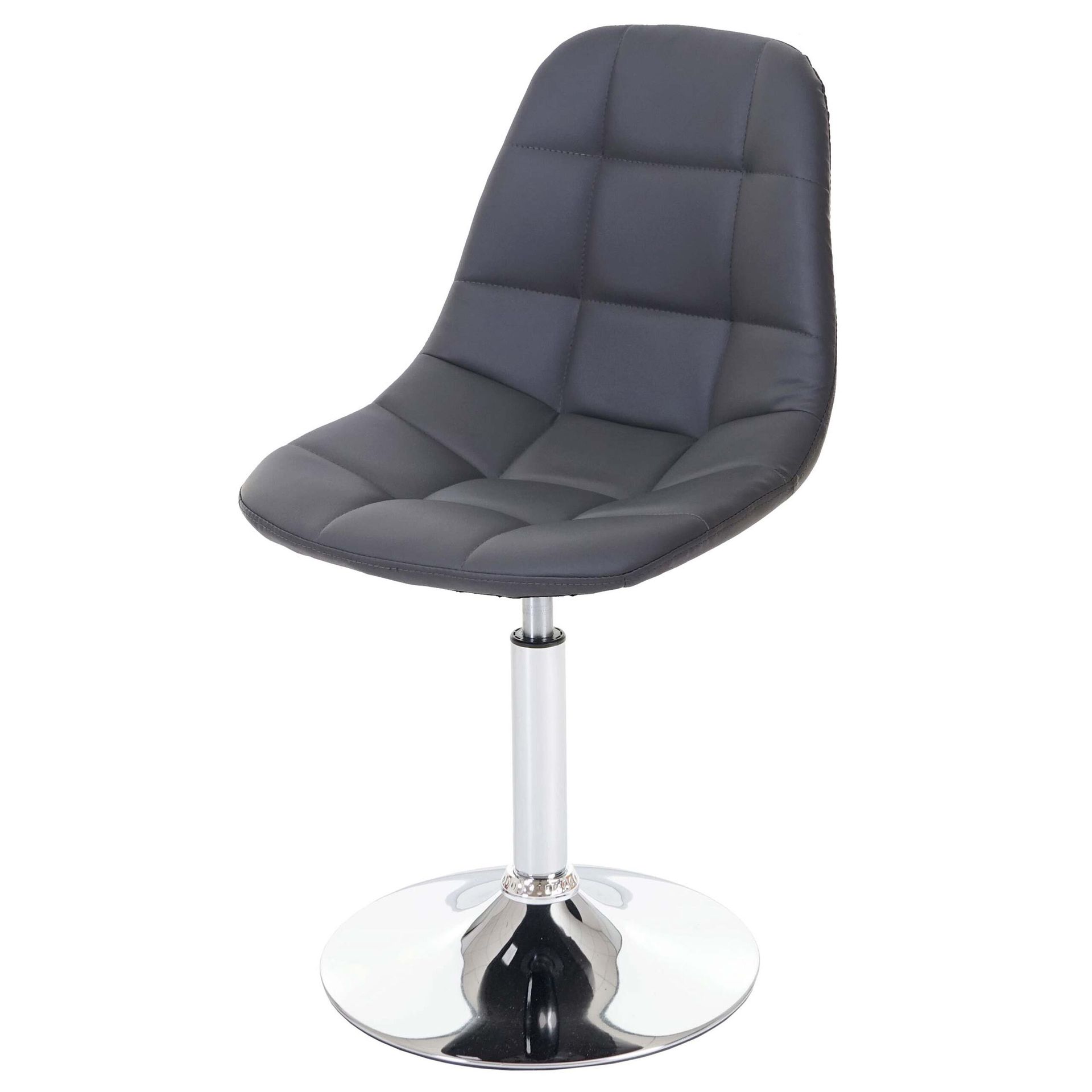 Krzesło do jadalni HWC-A60, krzesło obrotowe, retro 50s design ~ szara sztuczna skóra, chromowana podstawa