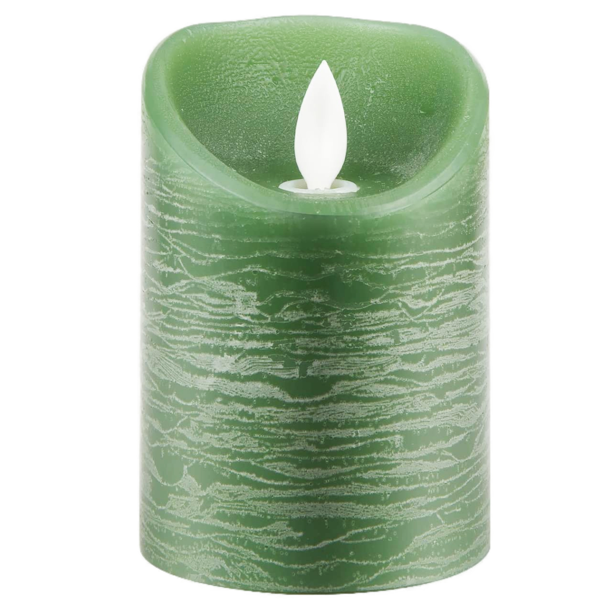 Świeca LED z prawdziwego wosku z timerem migoczący knot jadeitowa zieleń wysokość 15cm