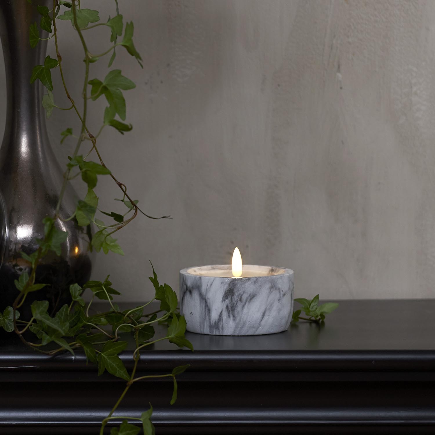 Świeca Led woskowa FLAMME MARBLE marmurowa 7,5cm
