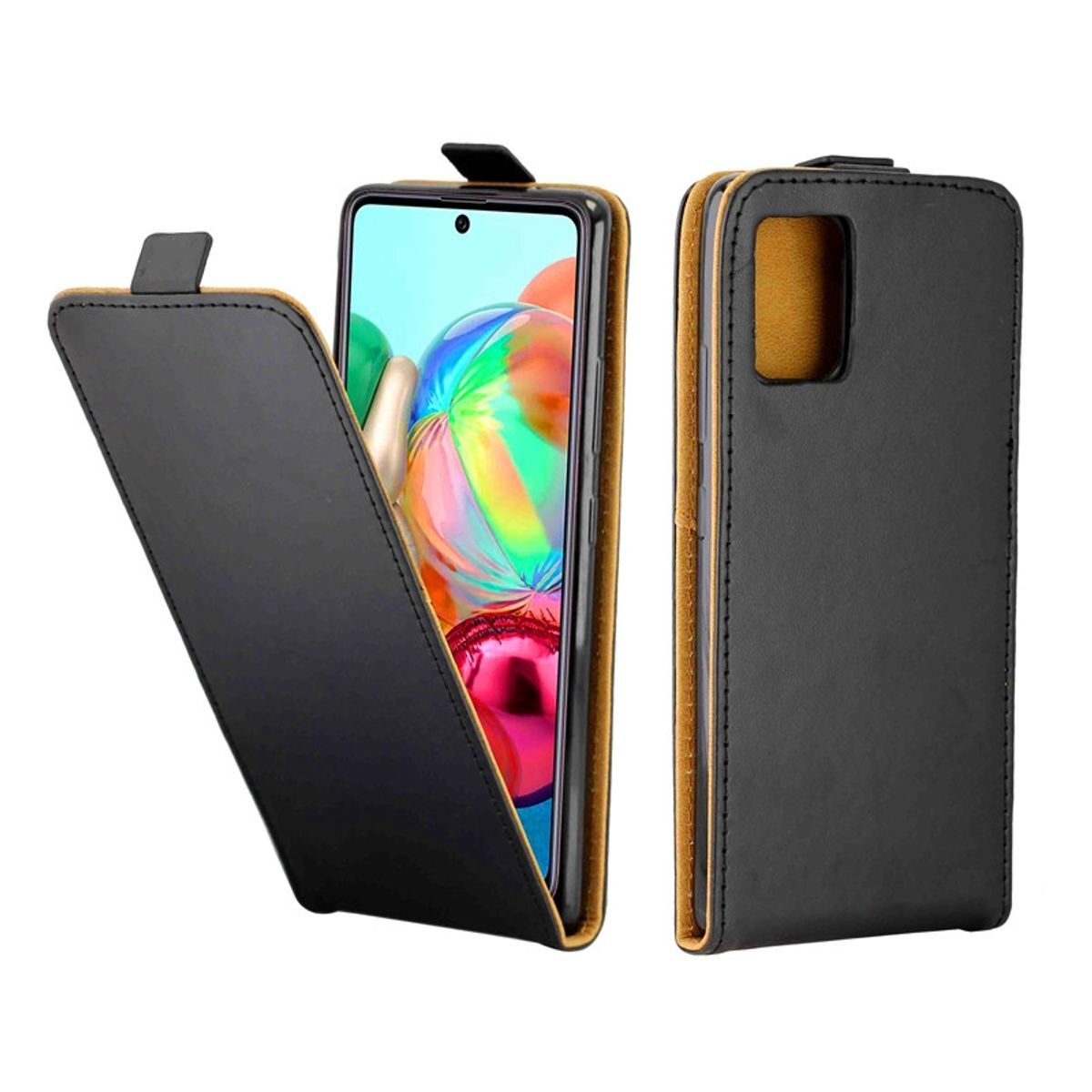 Pokrowiec König Design kompatybilny z Samsung Galaxy A71 z syntetycznej skóry - Etui na telefon komórkowy czarne