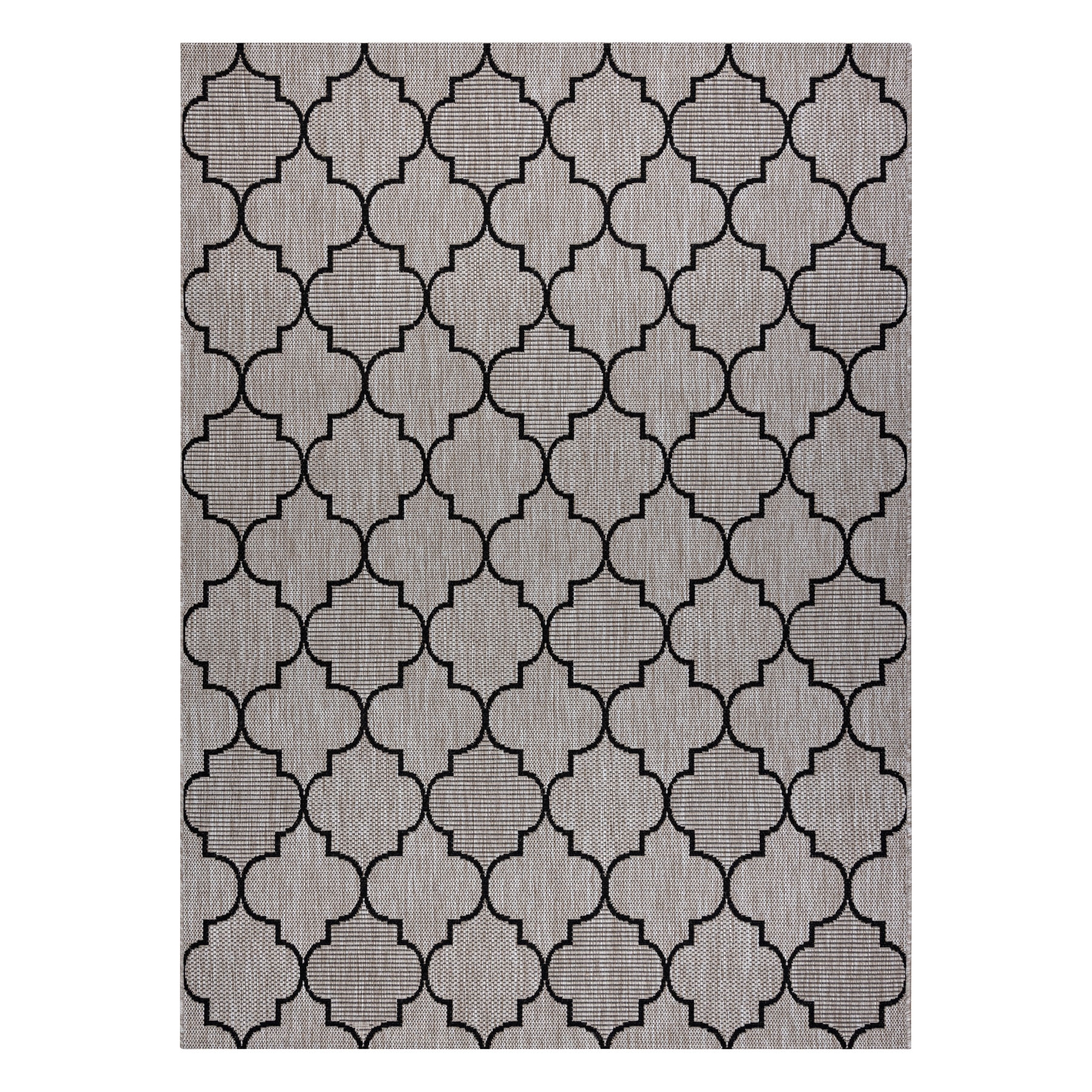 DYWAN SZNURKOWY SIZAL FLOORLUX 20607 , koniczyna marokańska, trellis srebrny / czarny szary 160x230 cm