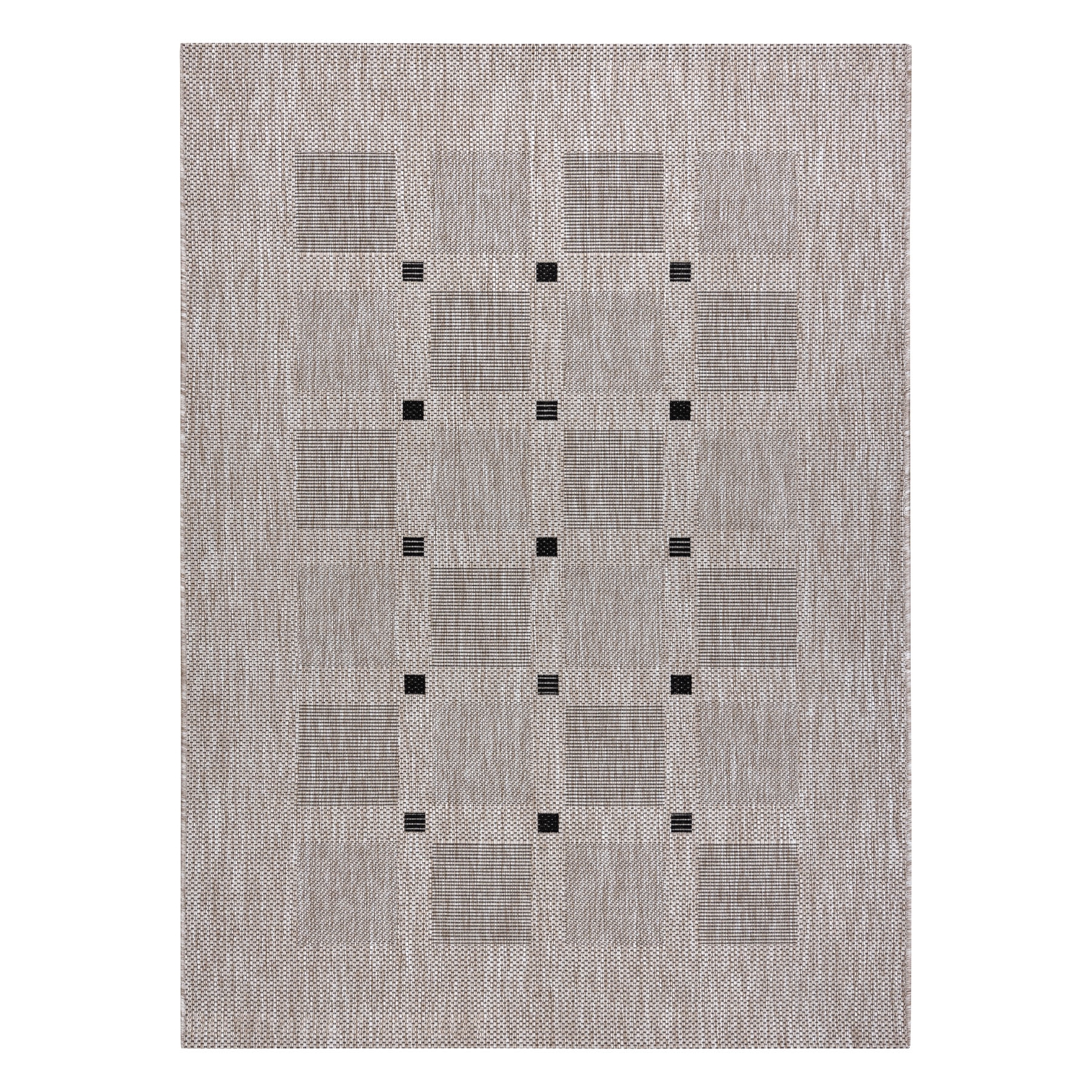 DYWAN SZNURKOWY SIZAL FLOORLUX 20079 kwadraty srebrny / czarny beżowy 60x110 cm