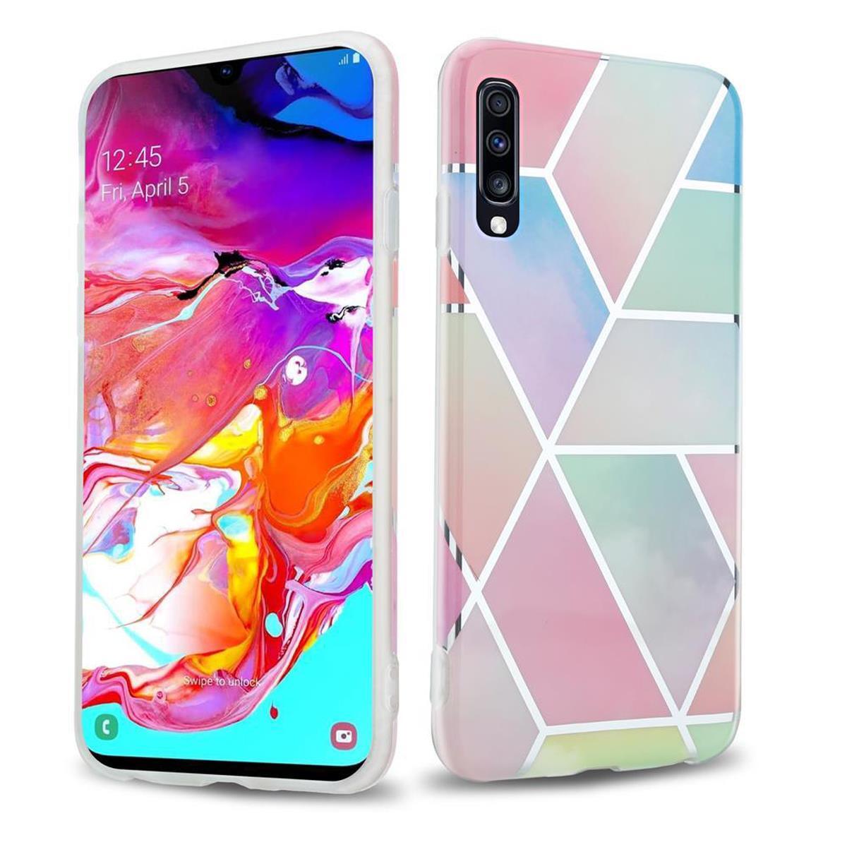 Cadorabo Etui do Samsung Galaxy A70 Etui w Rainbow Marble No.11 TPU Silicone Etui na telefon komórkowy z wzorem Mosaic Silicone Etui Ultra Slim Back Cover Etui Bumper