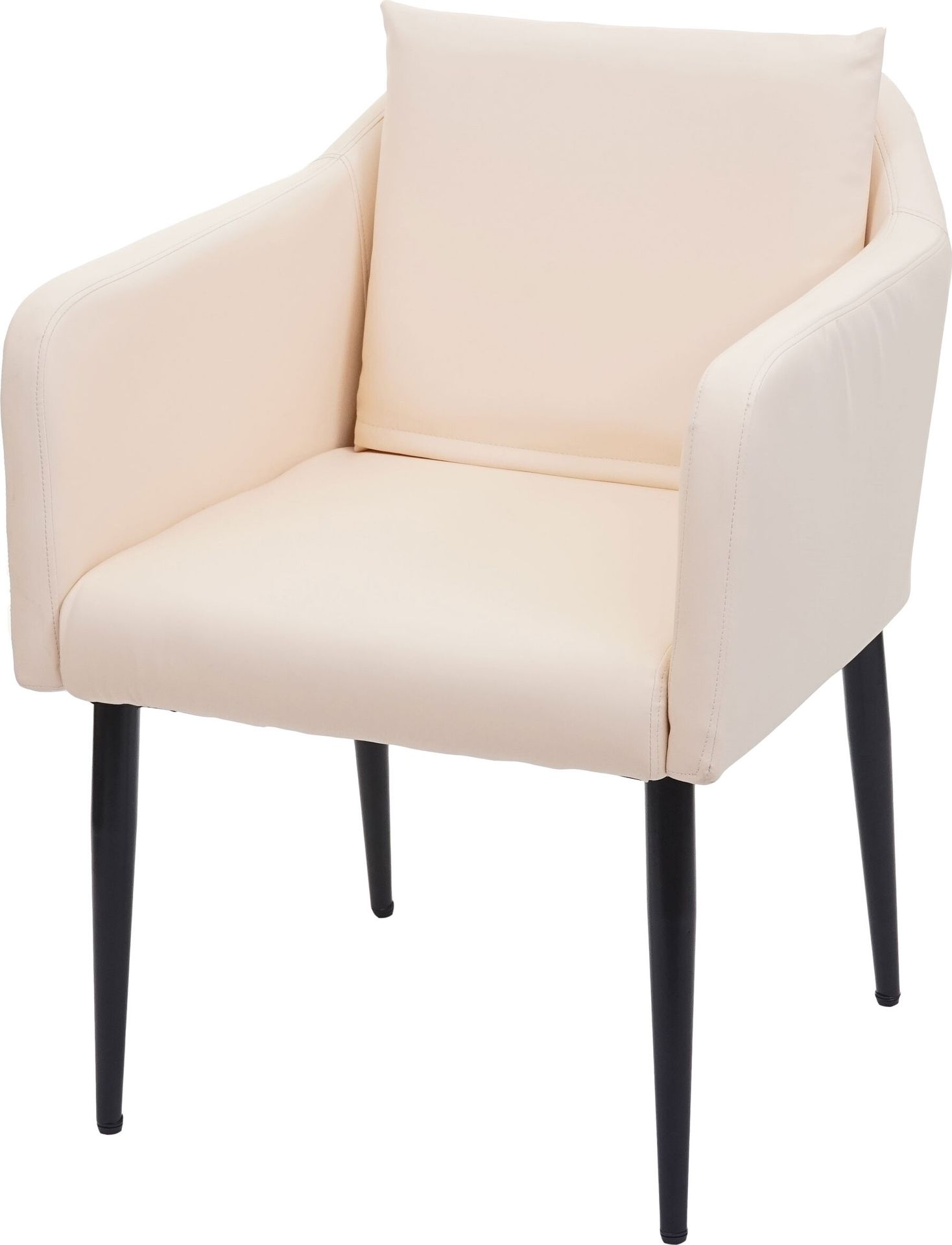 Krzesło do jadalni HWC-H93, krzesło kuchenne fotel krzesło ~ imitacja skóry kremowo-beżowy