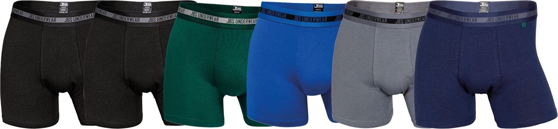 Bokserki męskie JBS, zestaw 6 sztuk - Majtki, oddychające, Wiskoza bambusowa (wykonana z pulpy bambusowej) (wykonana z pulpy bambusowej), stretch czarny/zielony/niebieski/szary 3XL