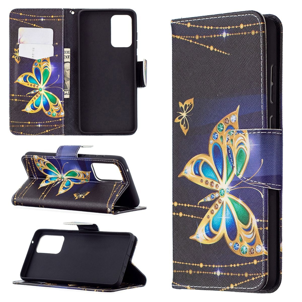 Pokrowiec König Design kompatybilny z Samsung Galaxy A72 5G z syntetycznej skóry - Etui na telefon komórkowy czarne