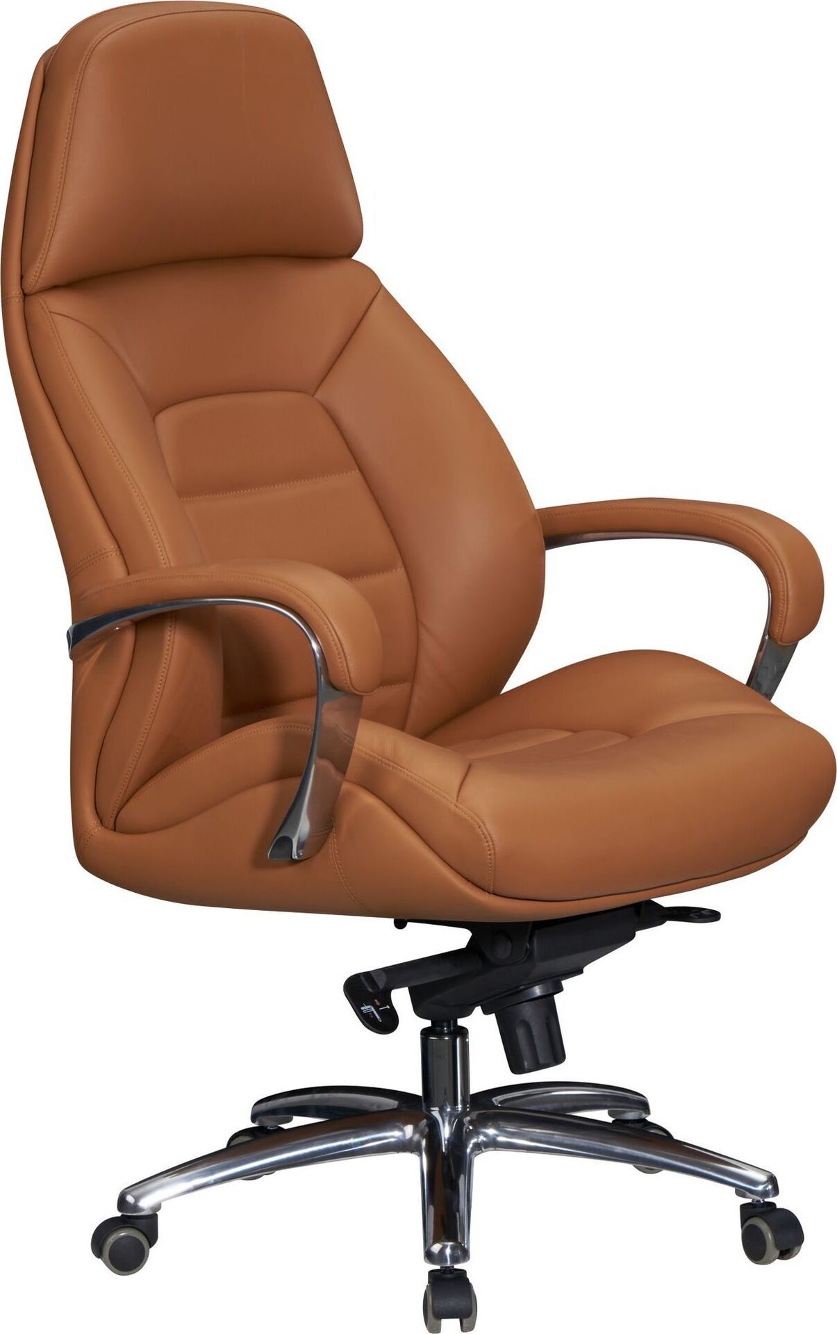 Fotel biurowy AMSTYLE fotel gabinetowy skóra naturalna karmelowy ergonomiczny fotel obrotowy XXL 120 kg