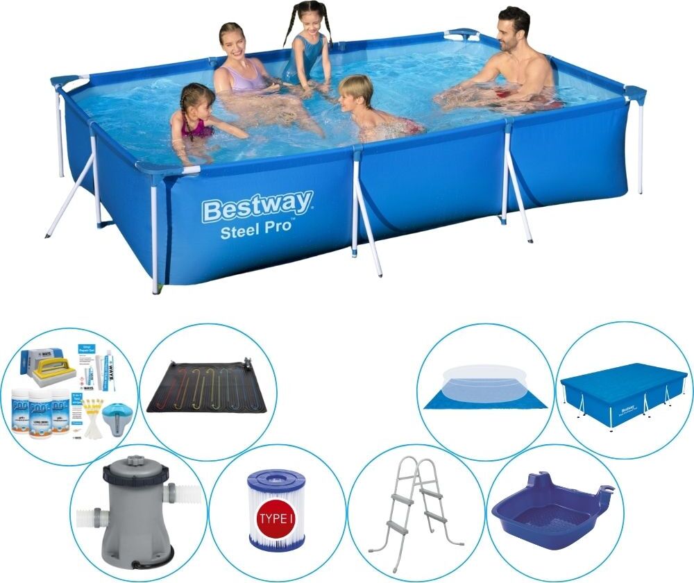 Bestway Steel Pro 300x201x66 cm Prostokątny - Basen wraz z akcesoriami