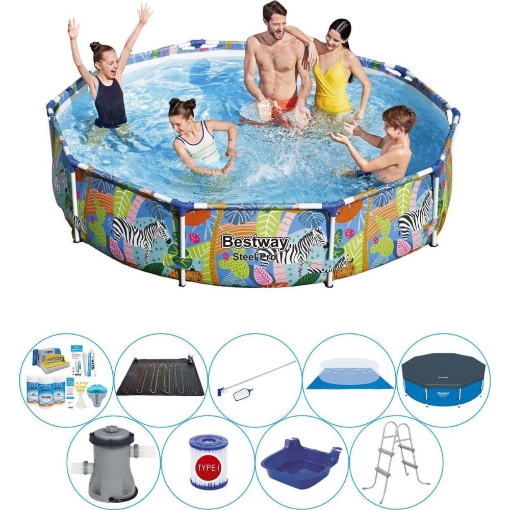 Bestway Steel Pro 305x66 cm Animals Round - Basen z akcesoriami