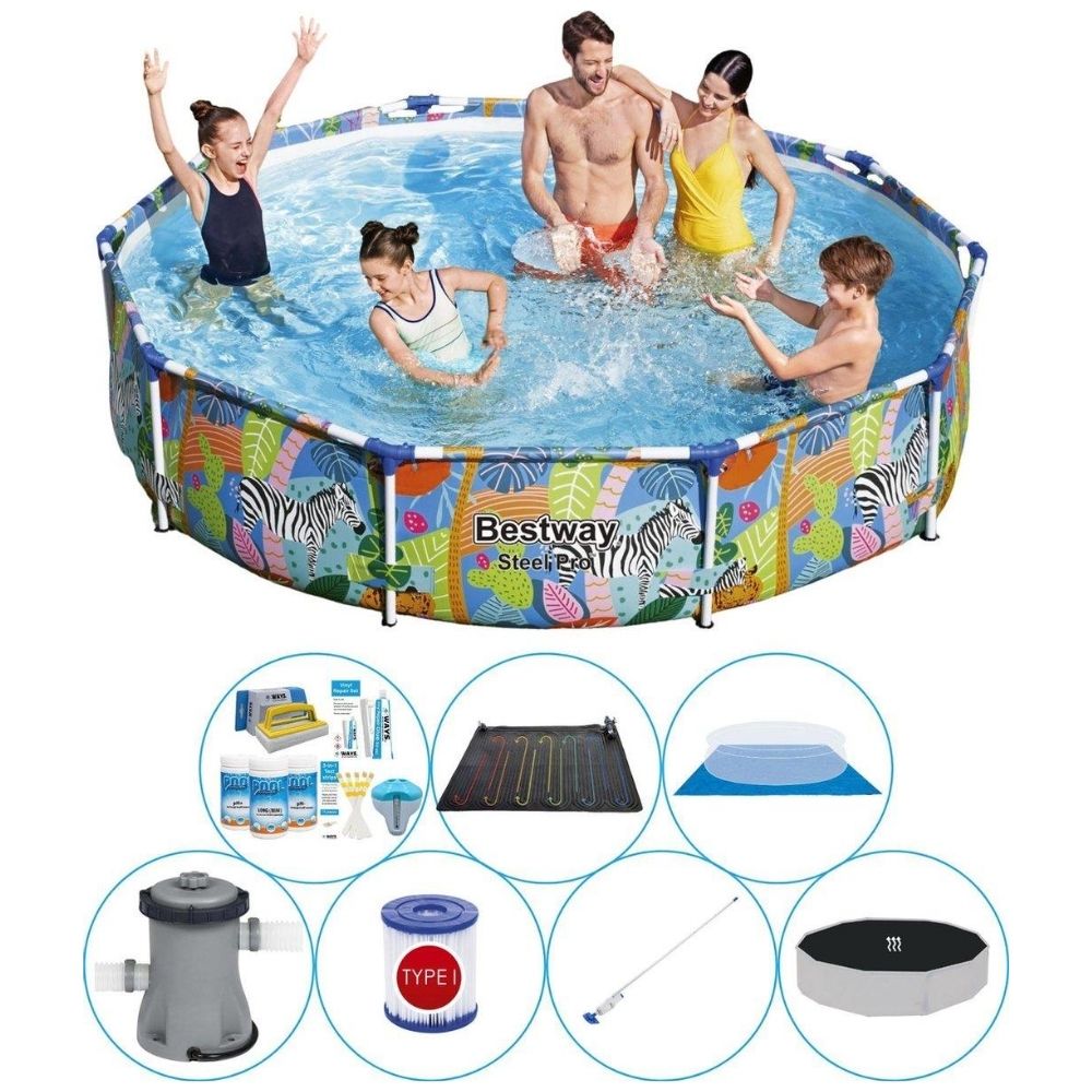 Bestway Steel Pro 305x66 cm Animals Round - zestaw basenowy 