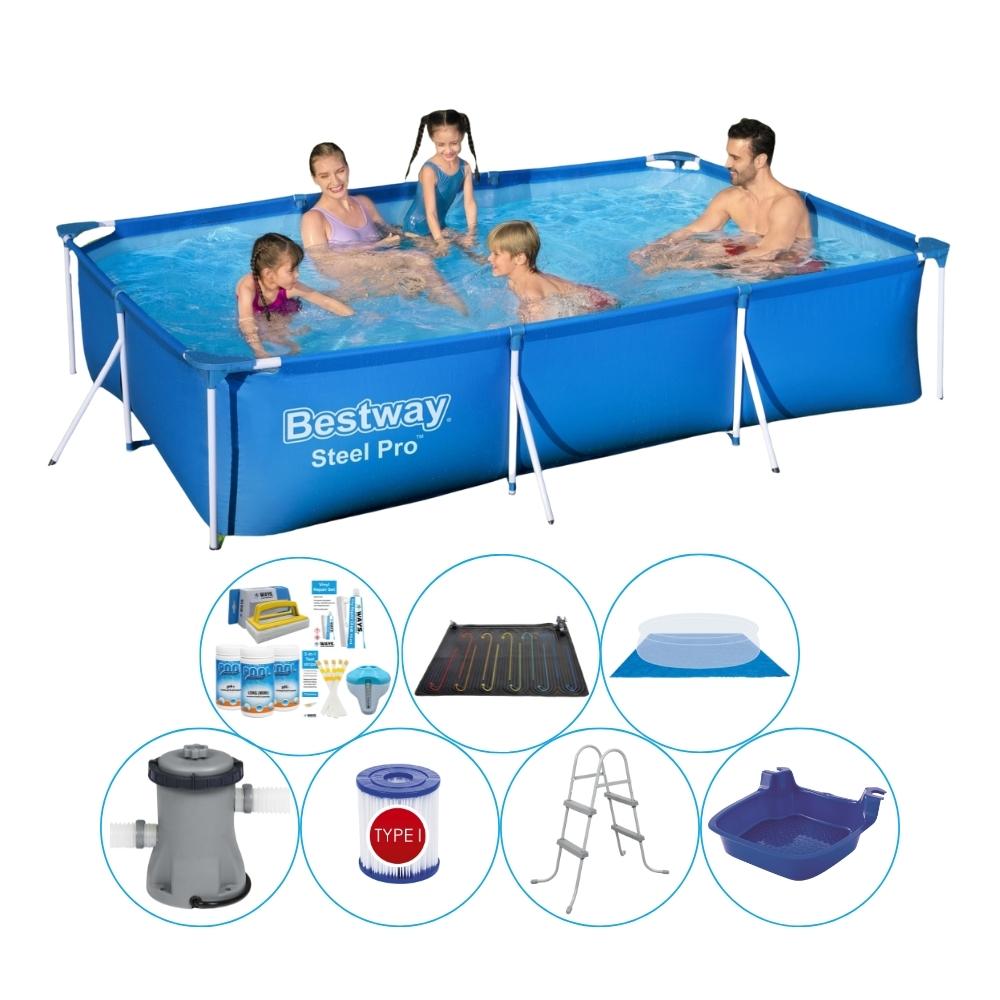 Basen wraz z akcesoriami - Bestway Steel Pro 300x201x66 cm Prostokątny
