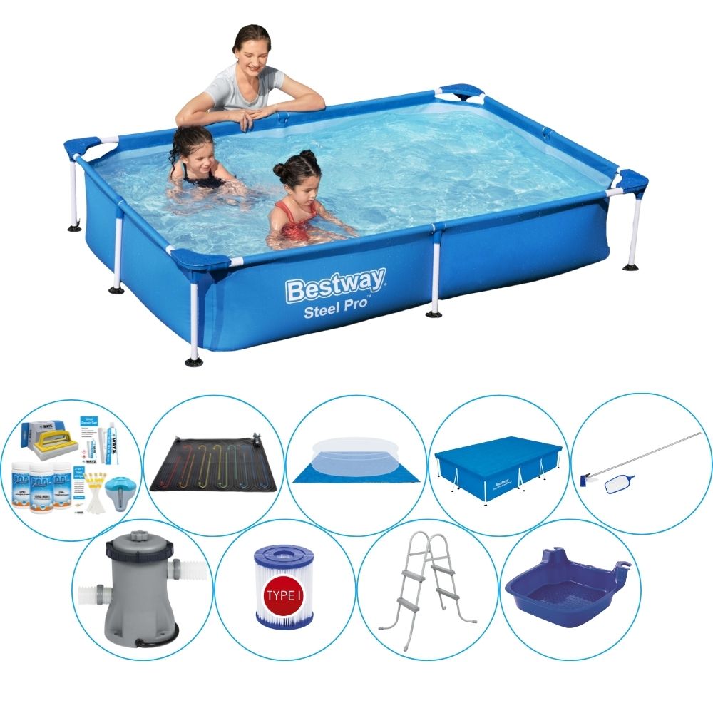 Bestway Steel Pro 221x150x43 cm Prostokątny - Basen z akcesoriami