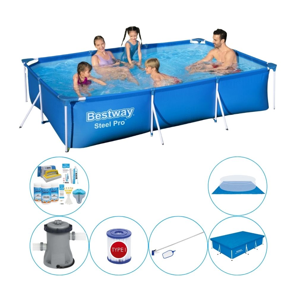 Basen prostokątny Bestway Steel Pro 300x201x66 cm Plus Akcesoria