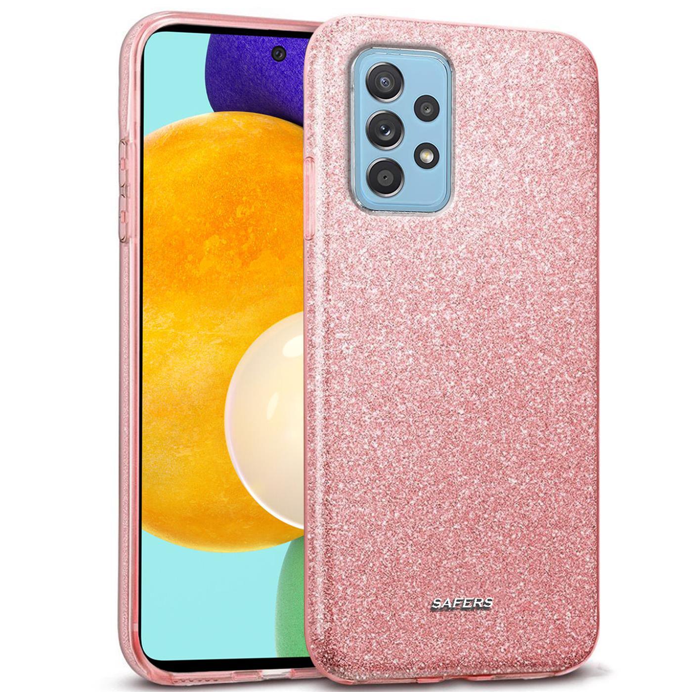 Etui na telefon komórkowy Samsung Galaxy A72 brokatowy pokrowiec ochronny TPU, różowe złoto
