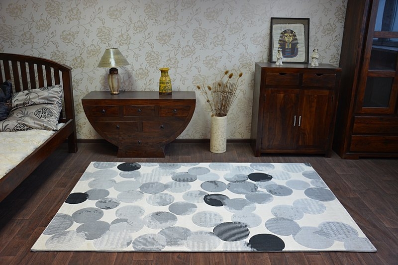 Dywan SCANDI 18461/752 - KOŁA KÓŁKA krem szary czarny wielokolorowy 160x230 cm