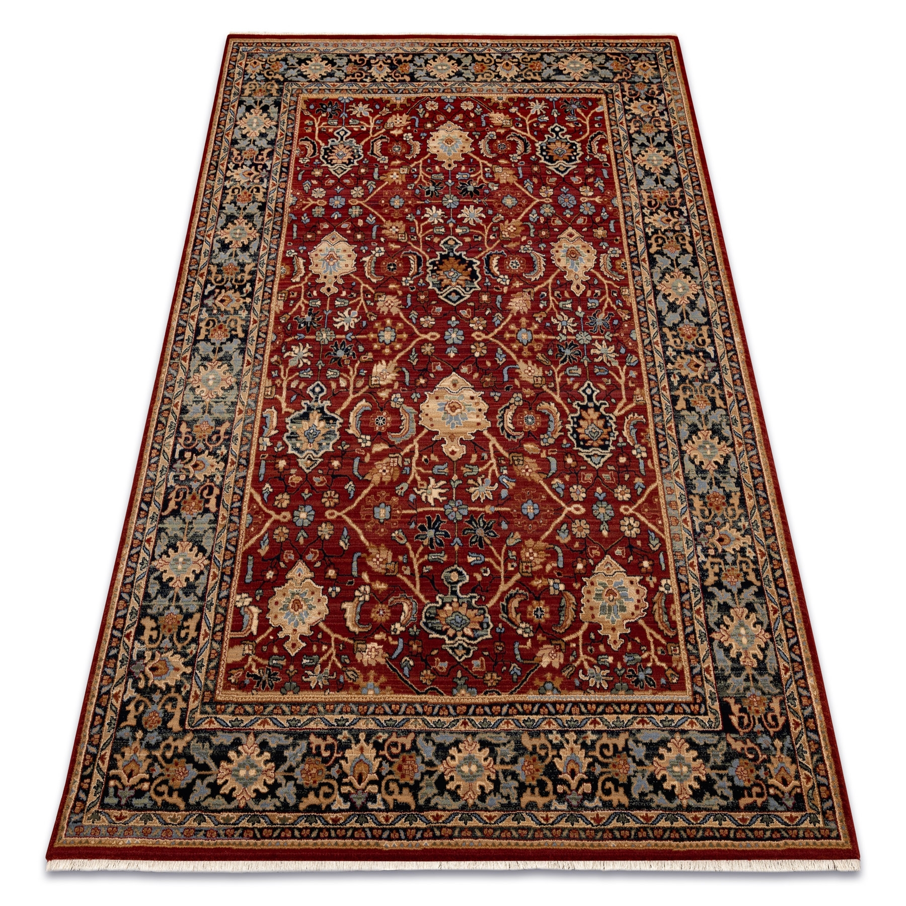 Dywan KESHAN Frędzle, orientalny klasyczny 7522/53588 beż / bordo / granat beżowy 120x145 cm