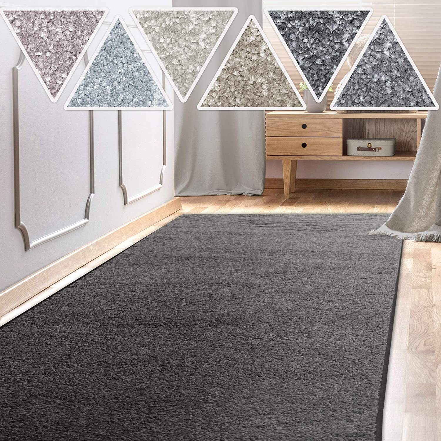 Dywan Sundae do salonu, przedpokoju i kuchni, antracyt 77 50x200 cm