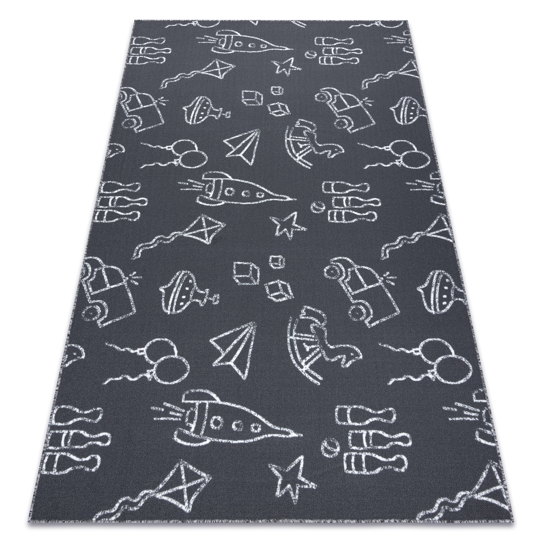 Dywan dla dzieci TOYS zabawki, do zabawy, dziecięcy - szary 100x250 cm