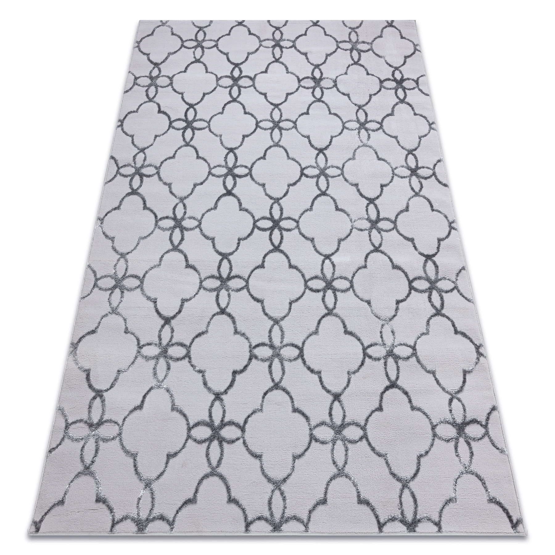 Dywan MEFE nowoczesny 8504 Koniczyna, kwiatki - Strukturalny, dwa poziomy runa ciemno szary 240x330 cm