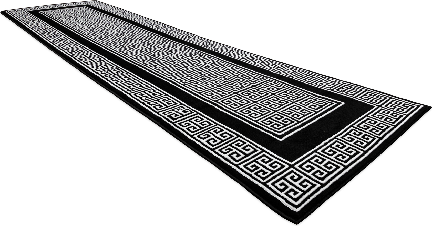 Dywan, Chodnik GLOSS nowoczesny 6776 85 stylowy, ramka, grecki / kość słoniowa czarny 80x200 cm