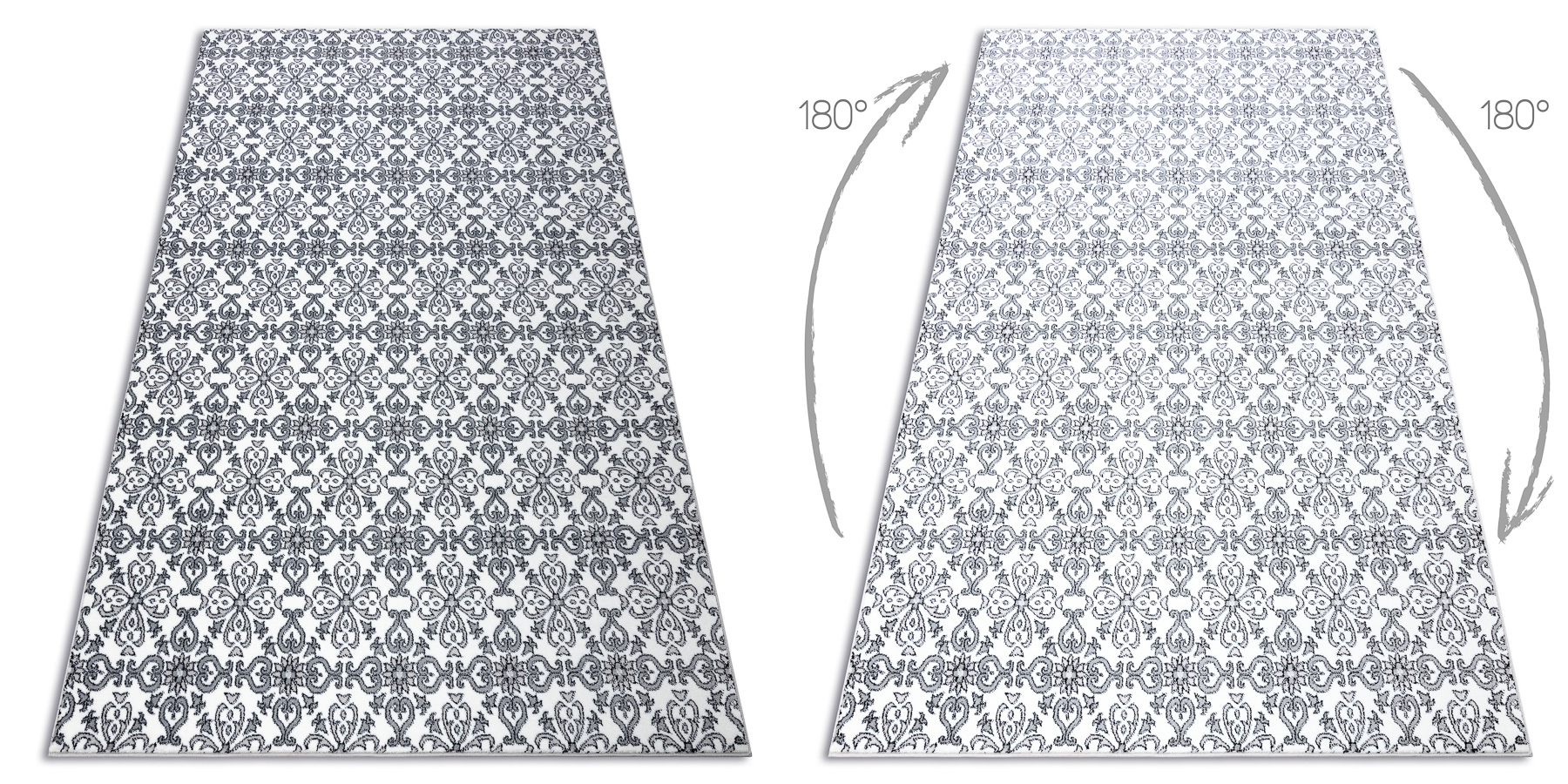 Dywan ARGENT - W4949 Kwiaty biały / szary 240x330 cm