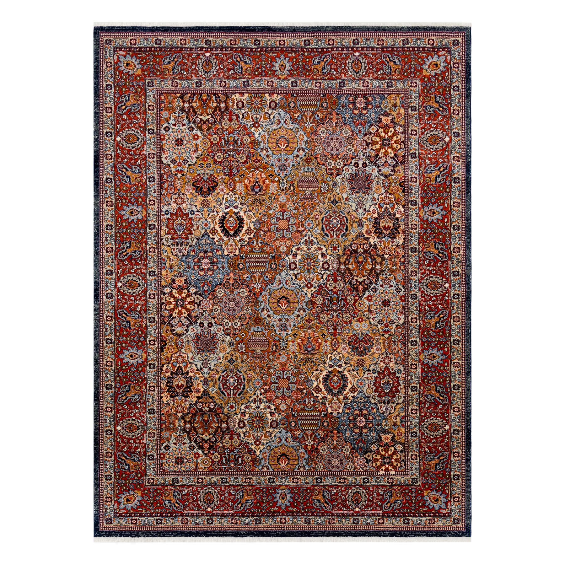 Dywan KESHAN Frędzle, Ornament, ramka orientalny 7576/53511 terakota wielokolorowy 160x230 cm