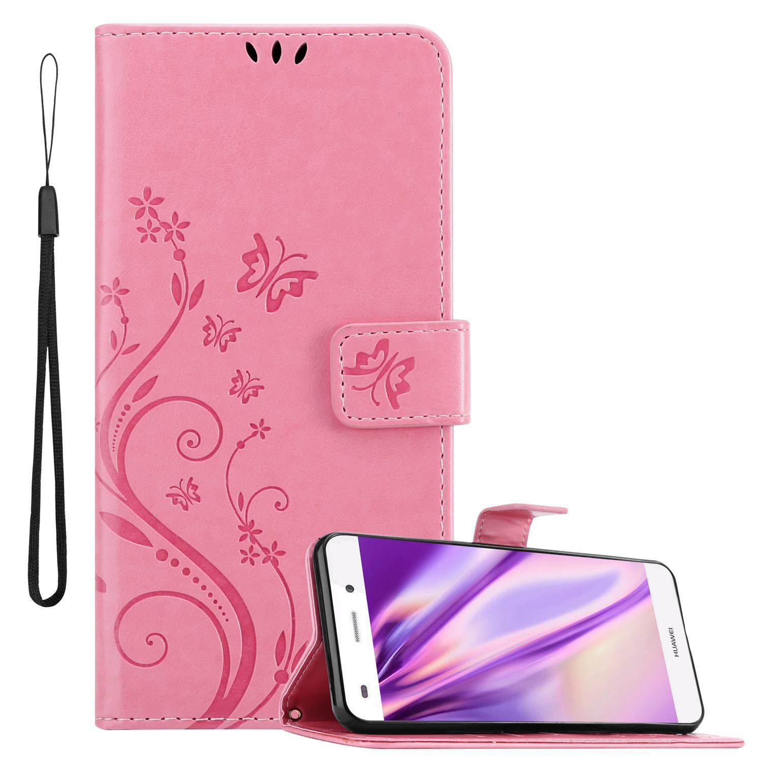 Cadorabo pokrowiec na Huawei P8 LITE 2015 pokrowiec ochronny w kolorze różowym pokrowiec ochronny pokrowiec na telefon komórkowy etui w kwiaty etui w kwiaty
