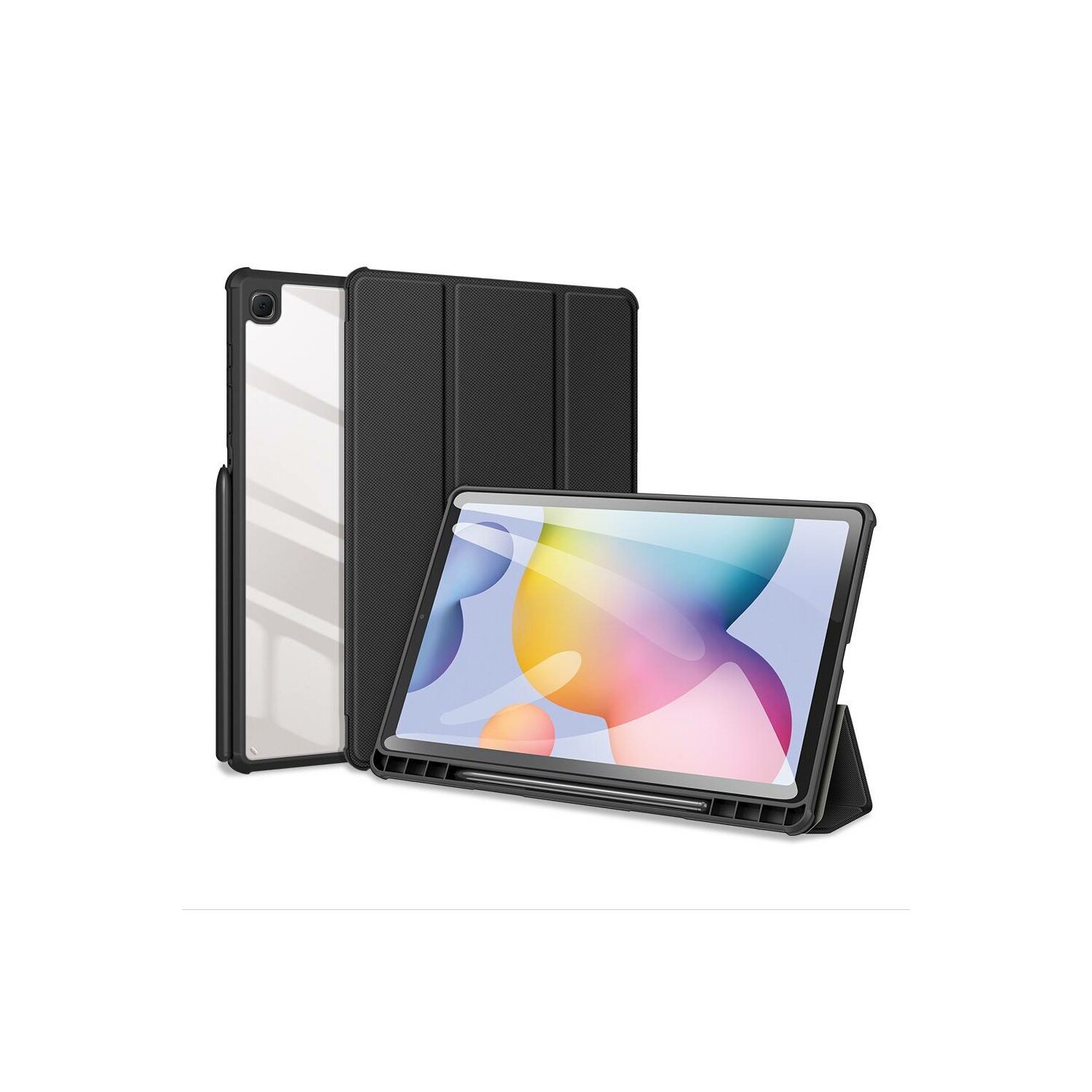 Dux Ducis Toby Eco-Leather skórzane etui na tablet Samsung Galaxy Tab S6 Lite 10.4 (P610) z funkcją Smart-Sleep i uchwytem na długopis Wake-Up, czarne