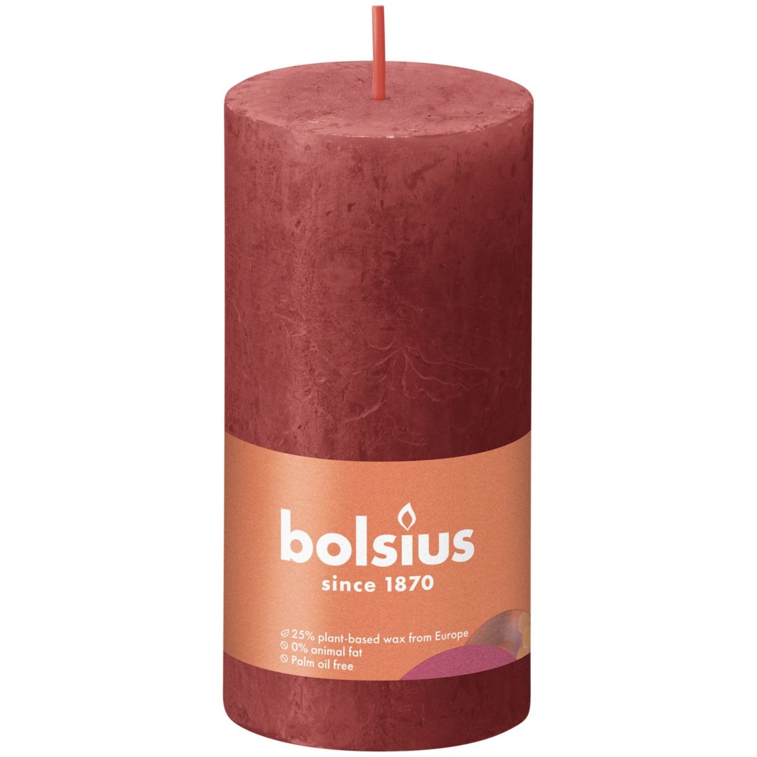 Świeca Bolsius Rustic Pillar Candle Delicate Red 100/50mm