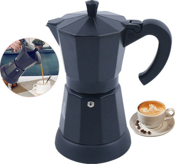 300 ml aluminiowy 6 filiżanek elektryczny ekspres do kawy ekspres do kawy mokka dzbanek do espresso czarny