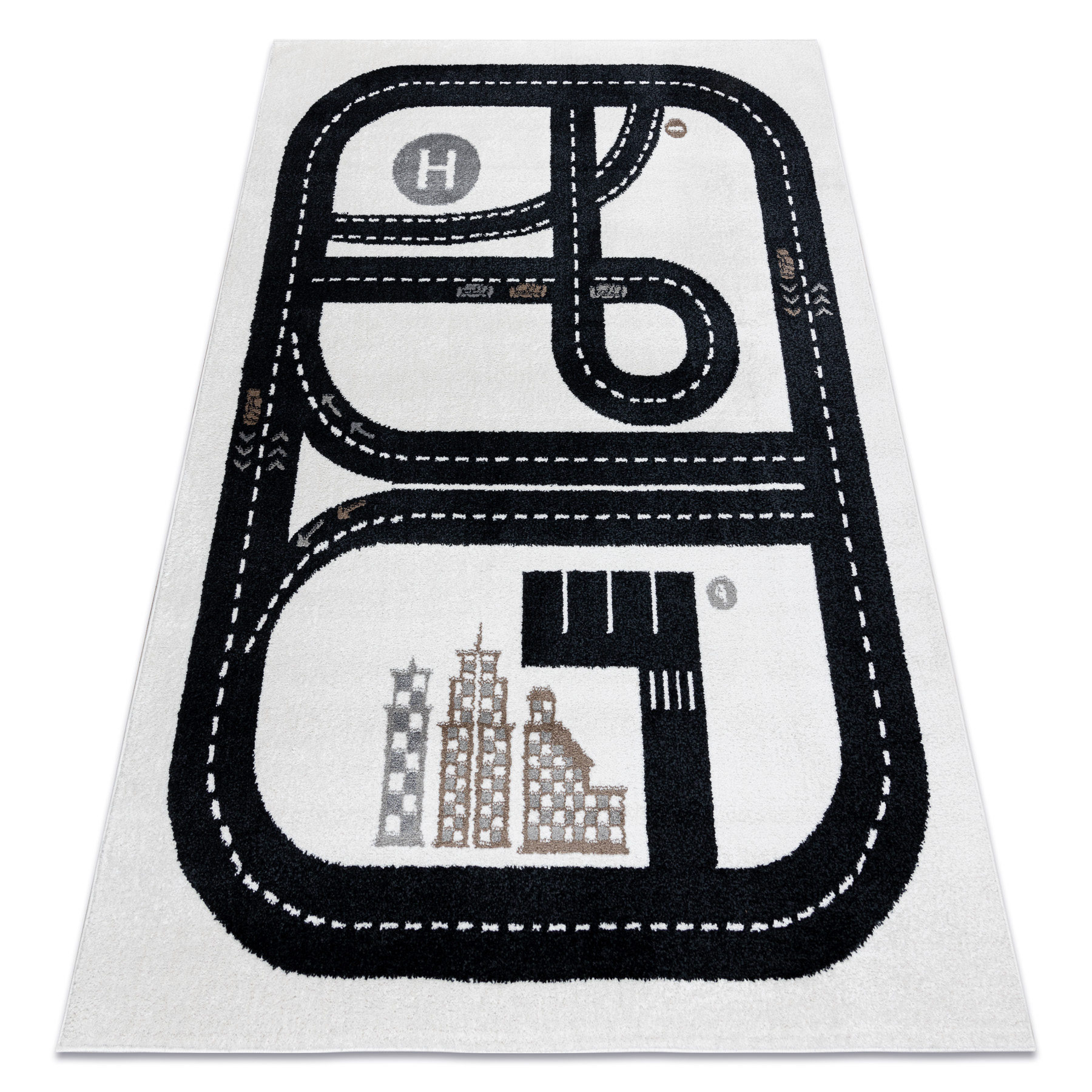 Dywan FUN Track dla dzieci, ulica, miasto krem beżowy 120x170 cm