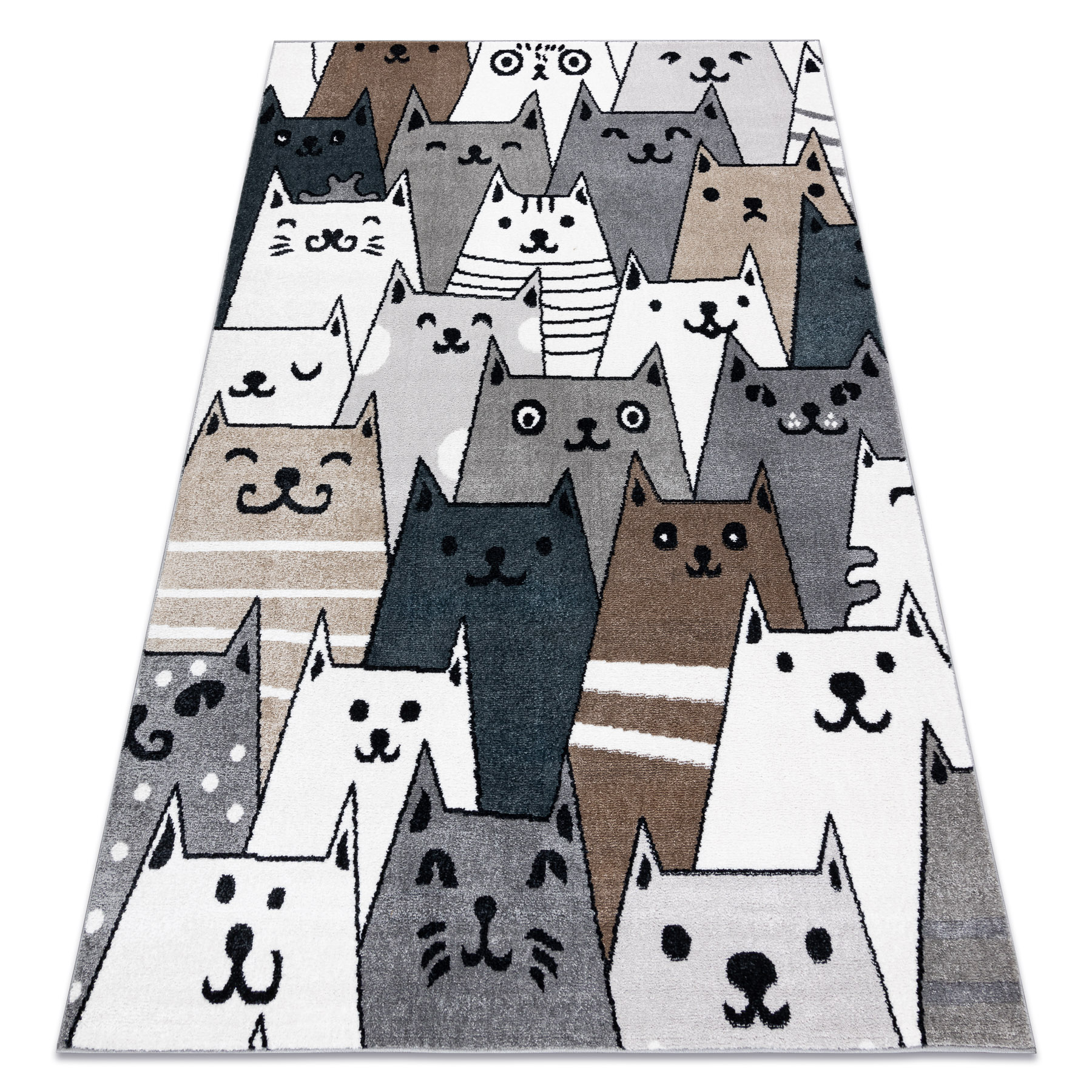 Dywan FUN Gatti dla dzieci, koty, kotki multi kolorowy szary 160x220 cm